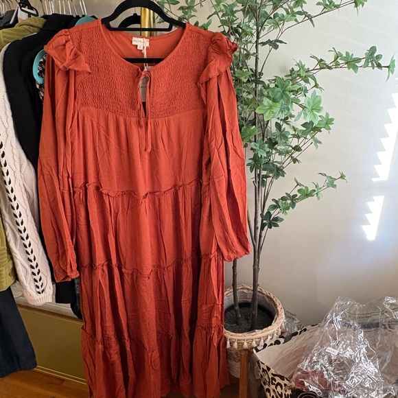 Hem & Thread Dresses & Skirts - Hem & Thread Terracotta Long Sleeve Dress